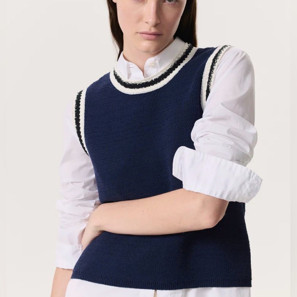 Rag & Bone Meghan Vest Navy Large  NWT